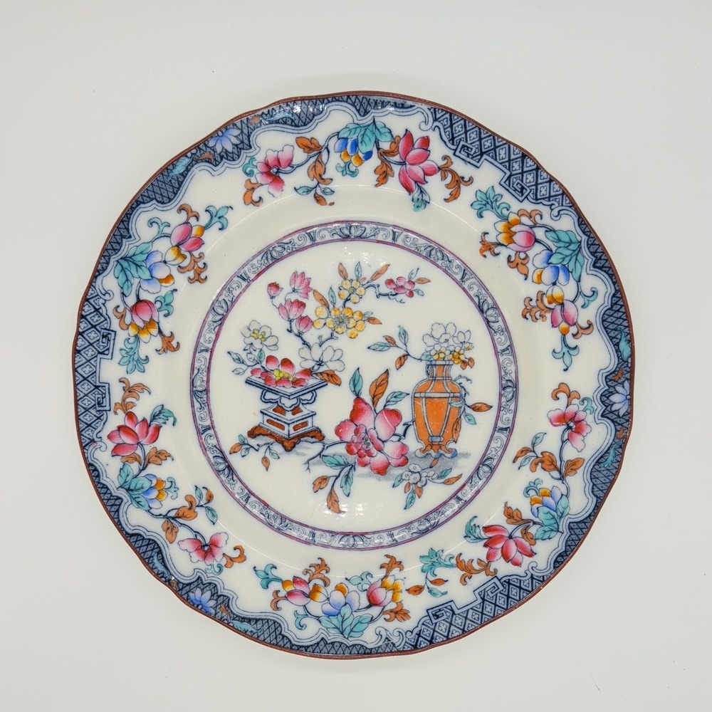 Lot of 3 Antique Minton's Poonah 10.25"/26 cm Dinner Plate England Ca 1840s GUC
